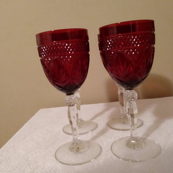 Vtg crystal, d'argues Durand, red wine glasses - Picture 1 of 5